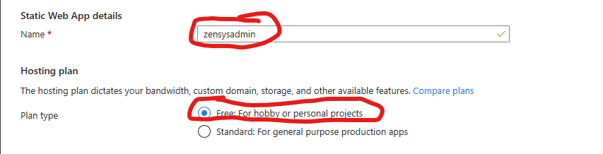 Azure Create Static Web App Menu 2