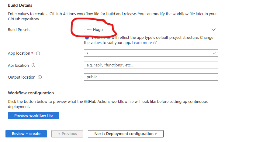 Azure Create Static Web App Menu 4
